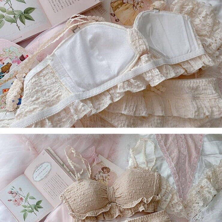 Japanese Sweet Girls Bra Sets Underwear Ruffle Lolita Panties Briefs  Princess - Helia Beer Co