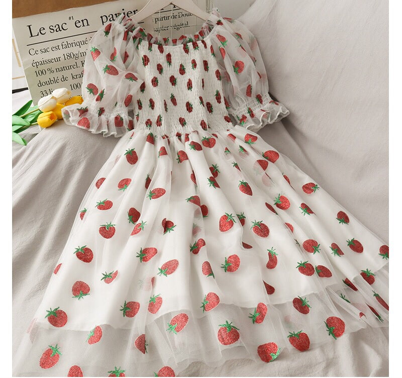 Sweet Strawberry Embellished Fairy Dress 