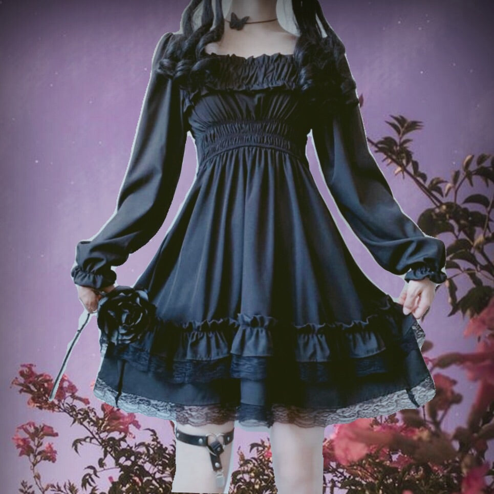 Gothic Princess Dark Lolita Mini Dress at Asian Kawaii Fashion Shop Gothic Princess Dark Lolita Mini Dress at Asian Kawaii Fashion Shop