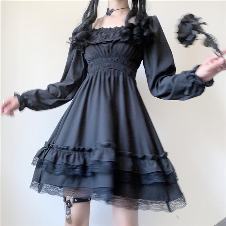 lolita mini dress Sweet Lolita Dress Polyester Short Sleeves Lace Sweet Bowknot Pink Lolita Dress