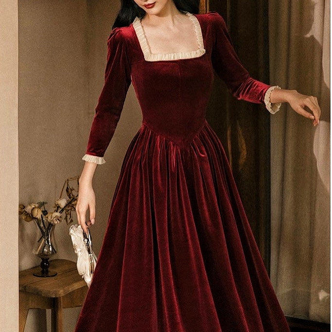Ababalaya Vintage Long Lace Sleeve Bodycon Wrap Velvet Formal Dress Evening  Gown, Plum, S at Amazon Women's Clothing store