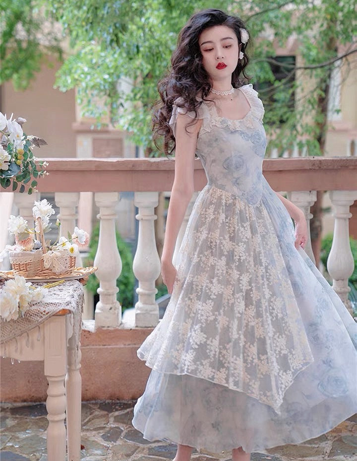 Blue Rose Cottage Fairy Dress Princesscore Dress Fairycore