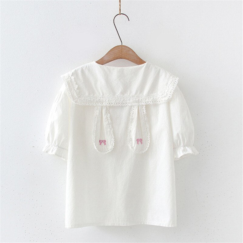 White Bunny Collar Kawaii Lolita Shirt 