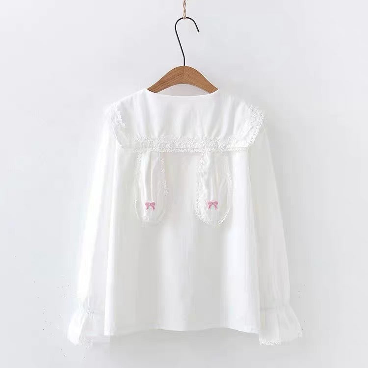 White Bunny Collar Kawaii Lolita Shirt 