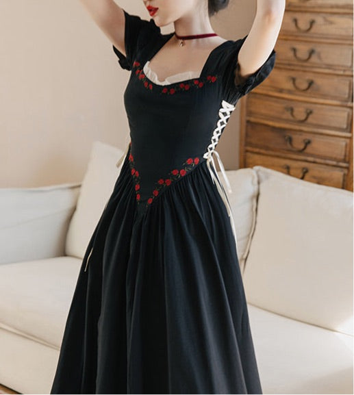 Zaria Rose Embroidery Witchy Academia Dress 