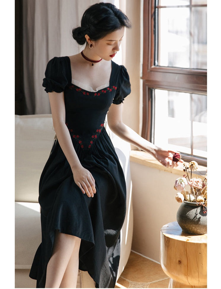 Zaria Rose Embroidery Witchy Academia Dress 