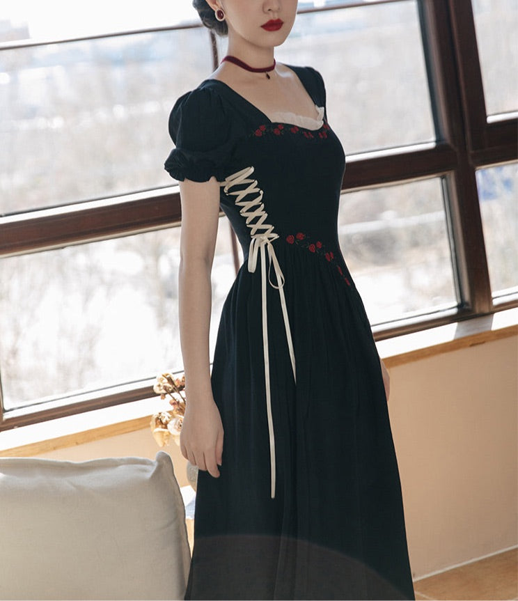 witchy lace dress 1920s Black Silk Chiffon + Lace Dress | Antique Vintage Sheer Witchy Dress
