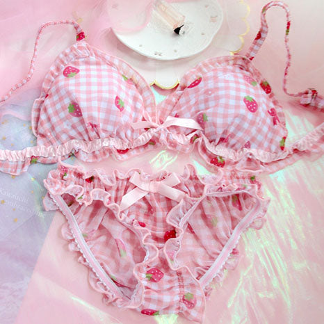 Pink Strawberry Kawaii Lingerie Set