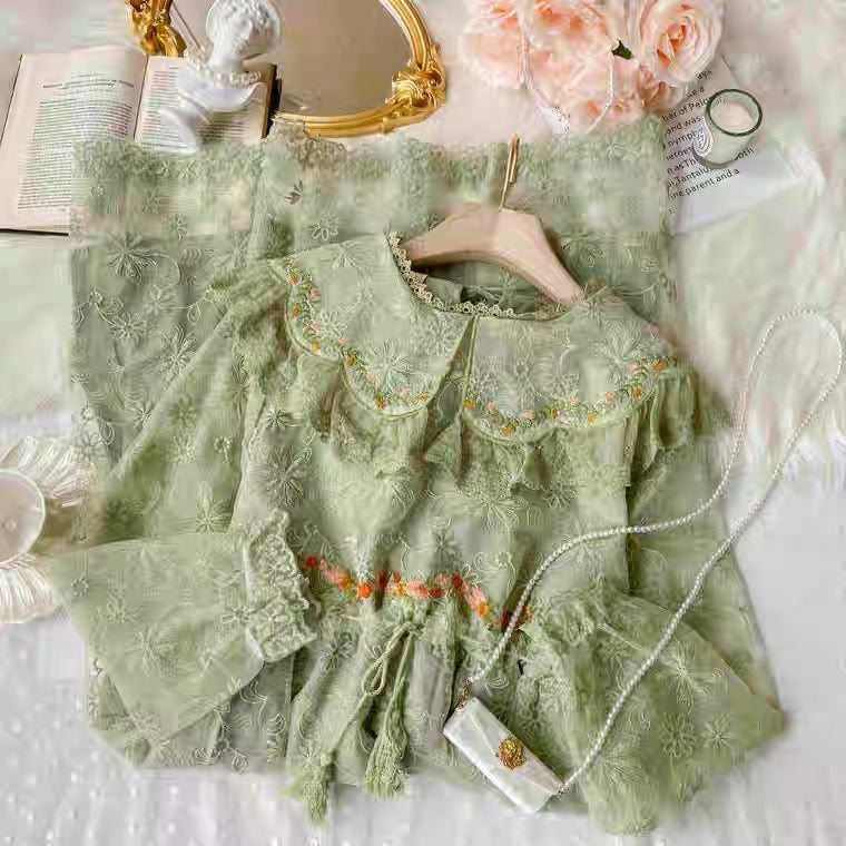Green Fairycore Lace Goblincore Dress