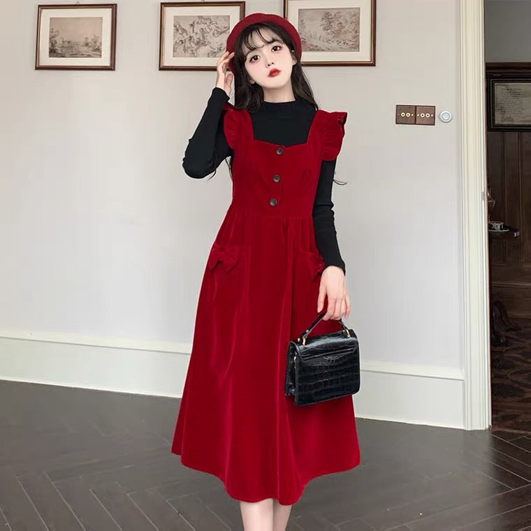 Red Cottagcore Vintage Dress Cottagecore Fashion & Cottagecore Dresses