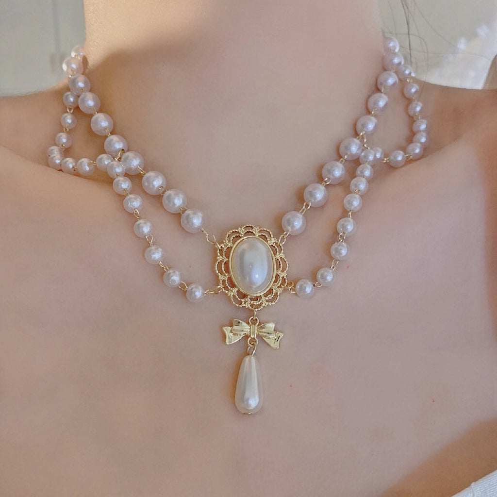 Josephine Pearl Necklace+Dress Set - Romantic Royalcore Princess Dress