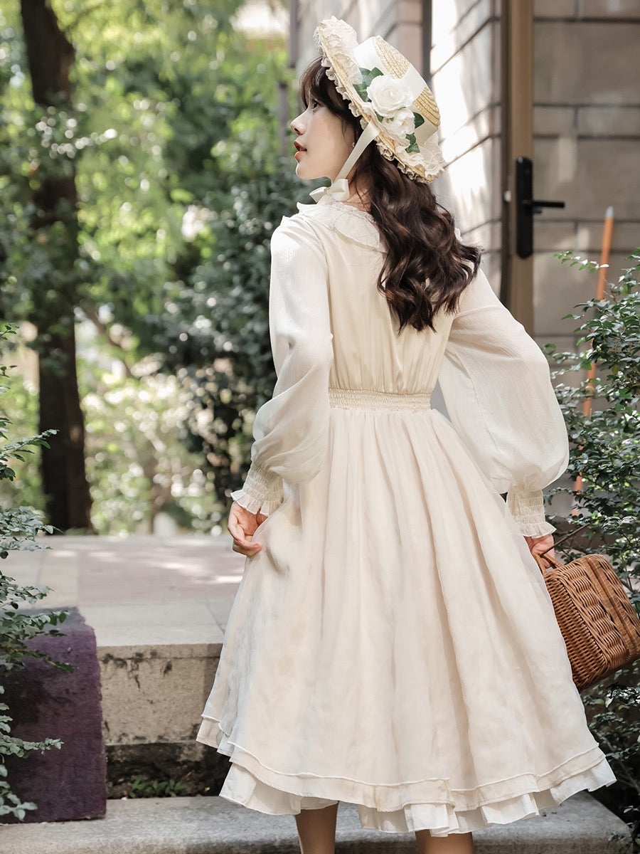 Beatrix Victorian Embroidered Lace Cottagecore Dress