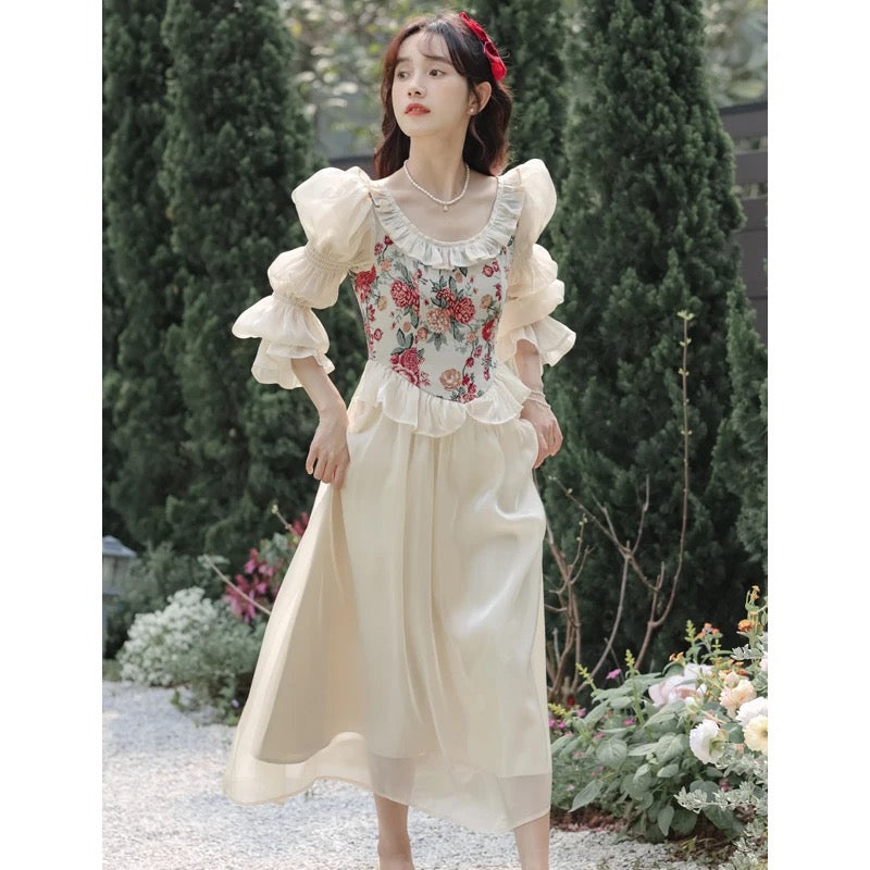 Golden Honeyflower Vintage-style Fairytale Princess Dress
