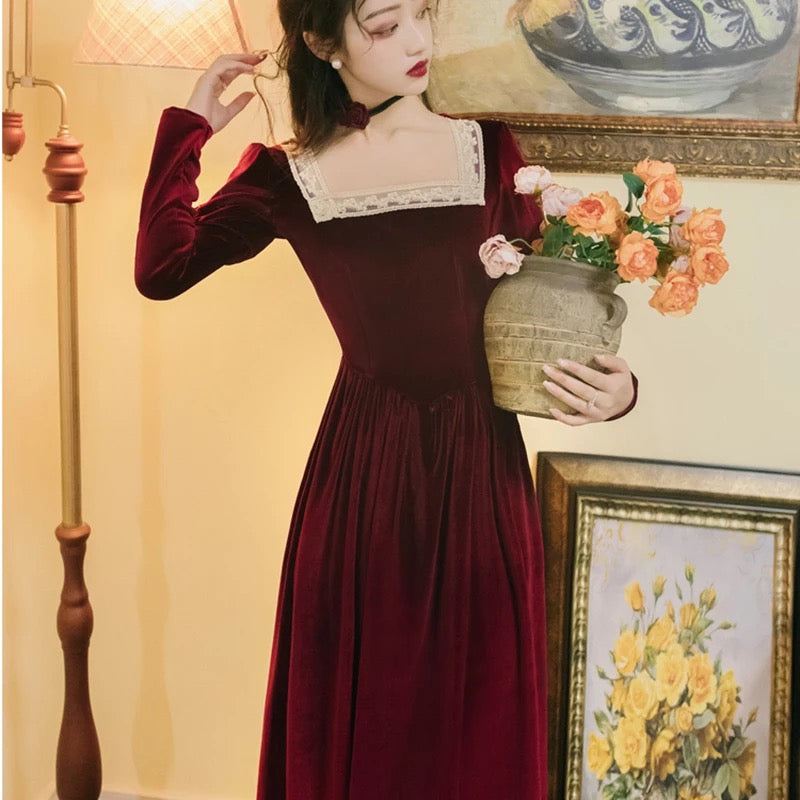 Rosered Belle Vintage-Red Velvet Princesscore Fairytale Dress