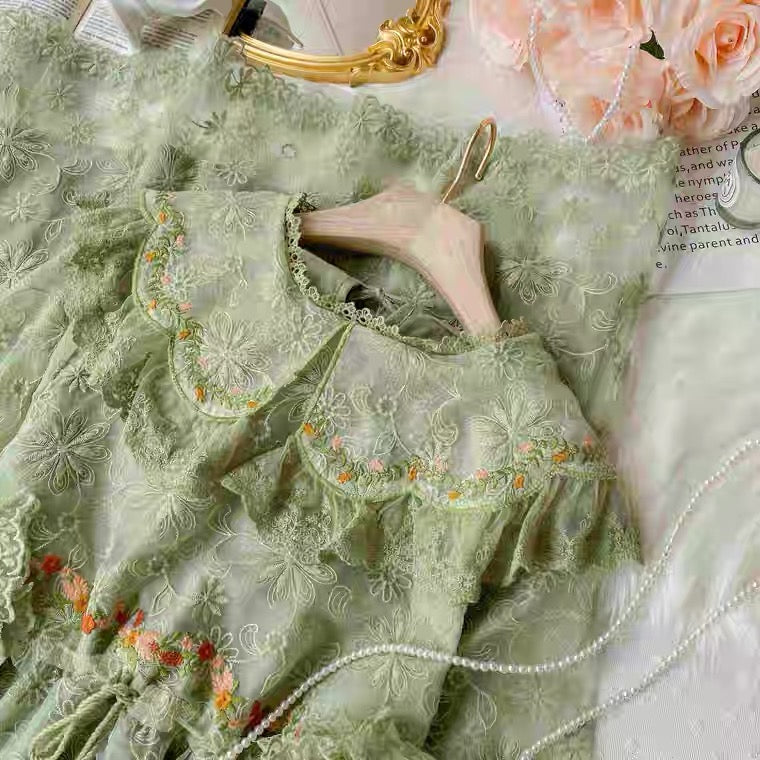 Green Fairycore Lace Goblincore Dress