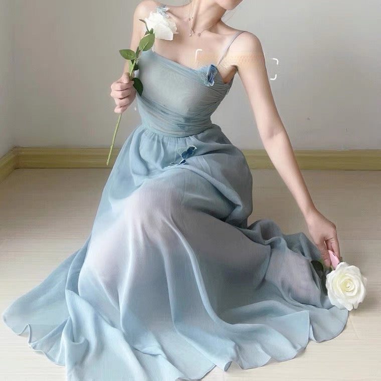 Blue Butterfly Princess Fairycore Aesthetic Fairy Dress
