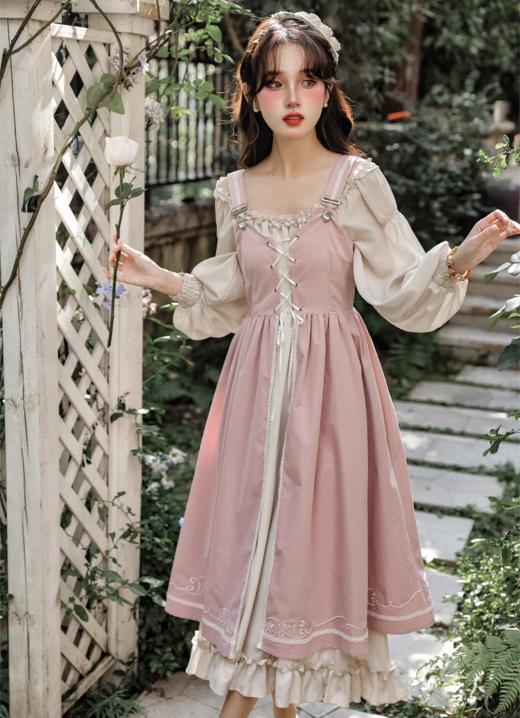 Pink Romantic Royalcore Princess Dress Vintage Renaissance Dress