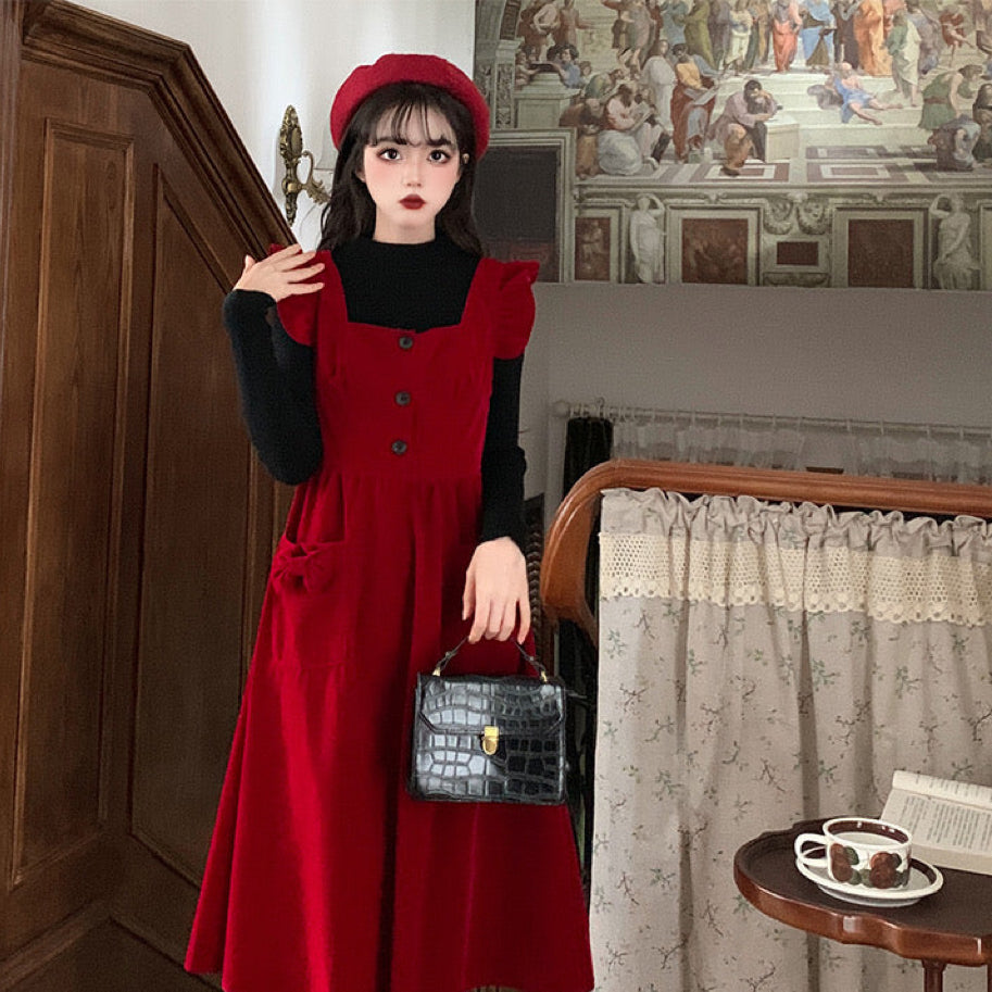 Red Cottagcore Vintage Dress Cottagecore Fashion Cottagecore Dresses