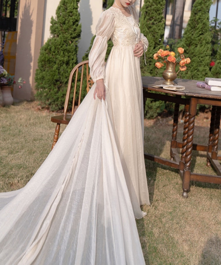 Drifting in The Breeze Romantic Royalcore Long Train Dress Gown Drifting in The Breeze Romantic Royalcore Long Train Dress Gown