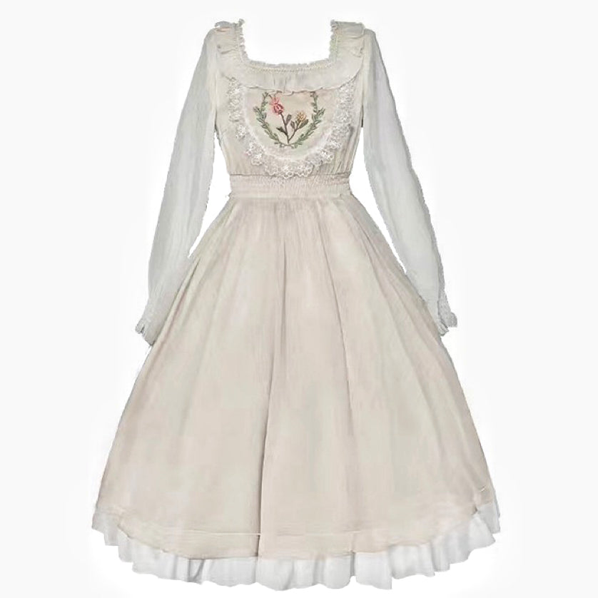 Beatrix Victorian Embroidered Lace Cottagecore Dress