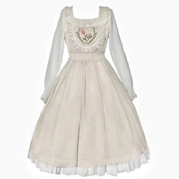 Beatrix Victorian Embroidered Lace Cottagecore Dress