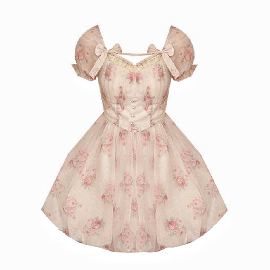 Y2K Coquette Floral Bow Front Frill Mini Dress -  Ireland