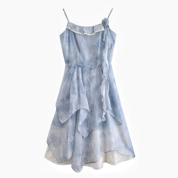 Blue Rose Layered Cottagecore Dress