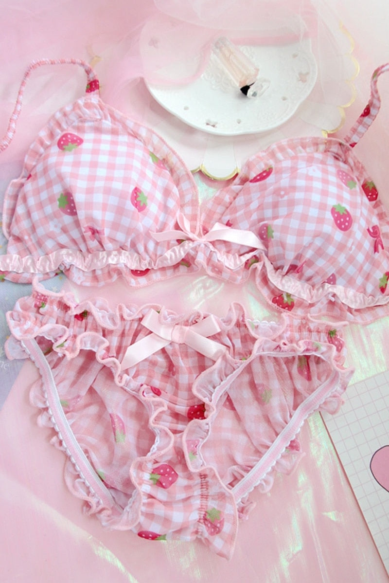 Pink Strawberry Kawaii Lingerie Set